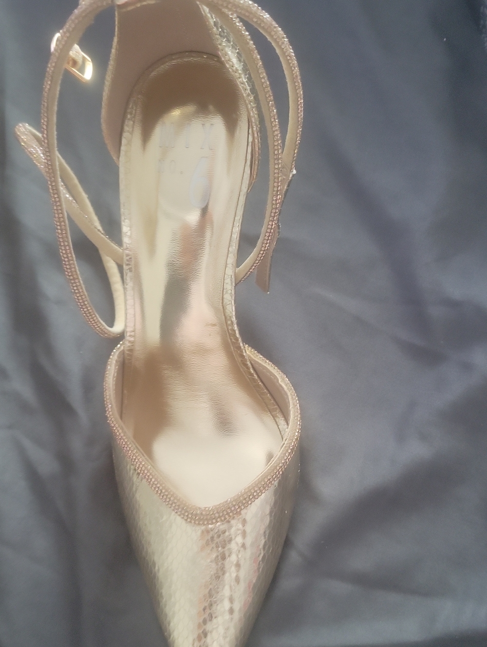 Women’s Metallic Gold Pointed Toe Ankle Strap Heels